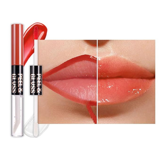 Vivid Apricot Lip Stain Peel Off Lip Gloss oil Dual-Ended Combo, Lips Liner Stain Peel Off Tattoo, Long Lasting & Waterproof, Transfer-Proof Lip Tint Stain with Lip oil for All Skin Type 01#-Velvo Beauty