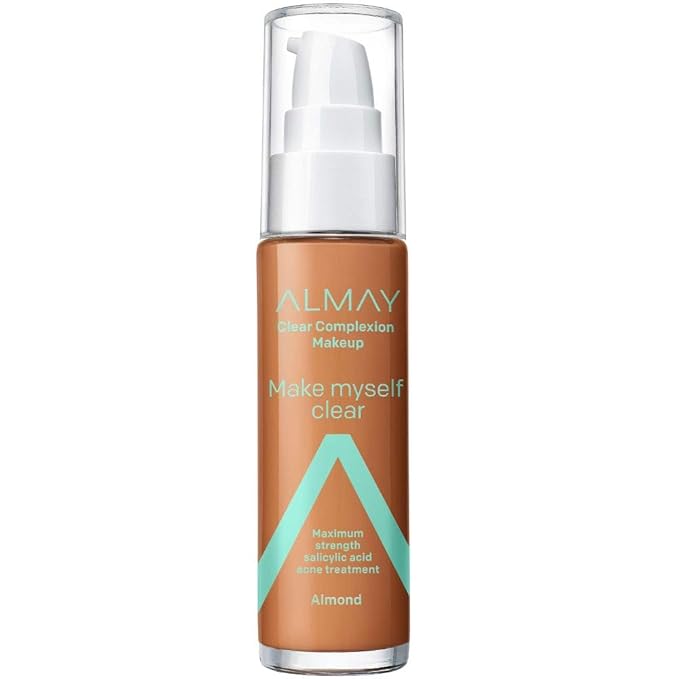 Almay Clear Complexion Makeup, Matte Finish Liquid Foundation with Salicylic Acid, Hypoallergenic, Cruelty Free, -Fragrance Free, Dermatologist Tested, 810 Almond, 1.0 oz-Velvo Beauty