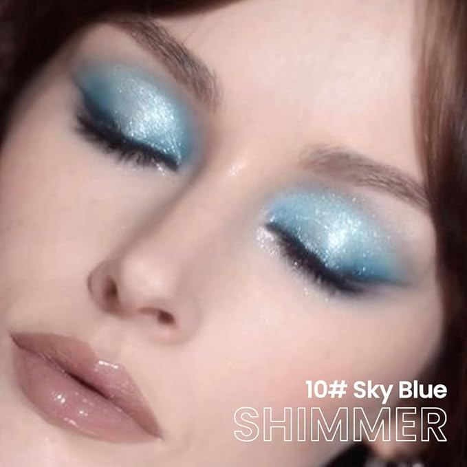 evpct Sky Blue Shimmer Cream Eye Shadow Brightener Sticks Set for Eyes, Blue Shimmery Matte Pencil Eye shadow Applicator Stick Pen Palette Makeup Waterproof sombras en crema para ojos 10#-Velvo Beauty