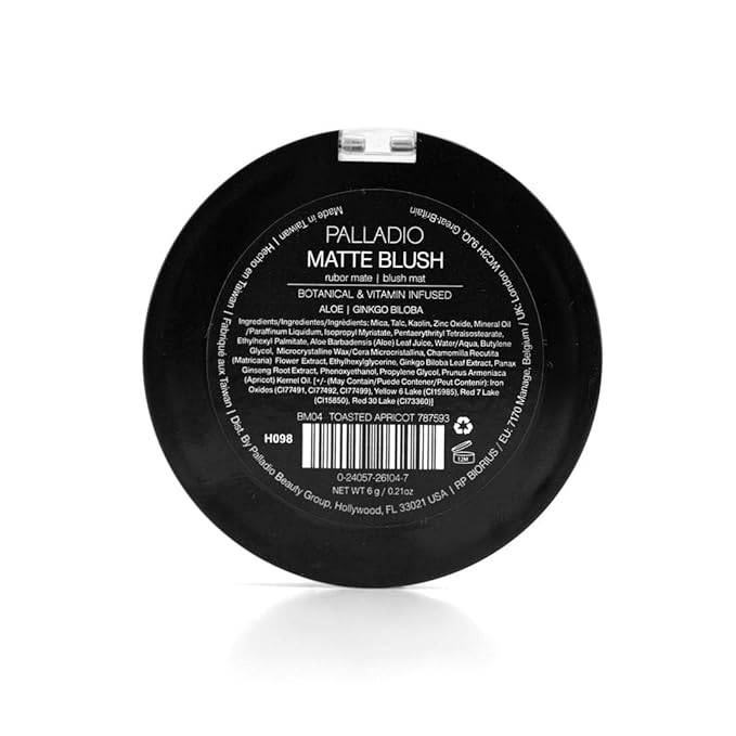 Palladio Matte Blush, Brushes onto Cheeks Smoothly, Soft Matte Look and Even Finish, Flawless Velvety Coverage, Effortless Blending Makeup, Flatters the Face, Convenient Compact, Toasted Apricot-Velvo Beauty