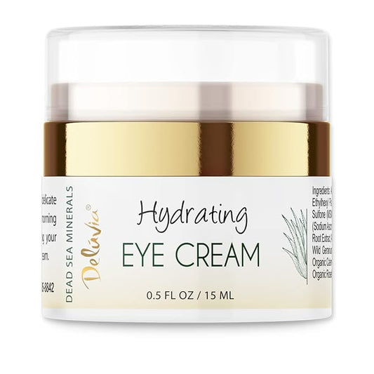 Deluvia Eye Cream Moisturizer, Under Eye and Around Eye Hydrating Eye Cream, Organic Aloe Vera, Vitamin E, Rosehip Seed Oil for Dry Skin and Wrinkles.(.5 Oz)-Velvo Beauty