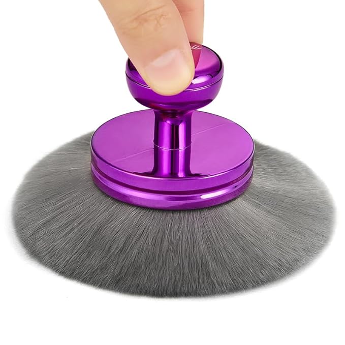 Extra Large Kabuki Brush Set for Body and Face Foundation & Makeup,Multi-functional,Mix bronze self-tanning applicator, wide round head, Great gift for women with Velvet bag(Purple 2pcs)-Velvo Beauty