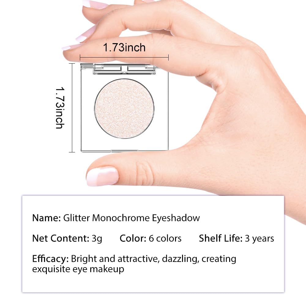 Beige White Monochrome Shimmer Eyeshadow Palette Makeup,Long Lasting Naturing-Looking Lightweight Glitter Single Eyeshadow,Neutral Powde Eye Shadow for Older Women-Velvo Beauty