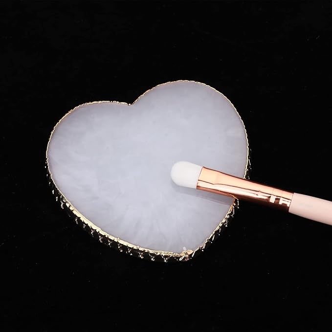 Resin Nail Art Palette Gold Edge Nail Holder Heart Shaped Color Makeup Foundation Mixing Tools Display Board Gel Nail Art Color Mixing Palette Painting Tray Manicure Tool-Velvo Beauty