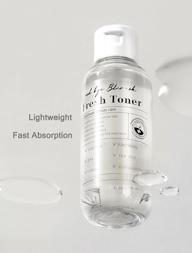 MIZON Goodbye Blemish Fresh Toner, BHA, Niacinamide for Excessive Sebum, Troubled Skin, Acne Treatment, Breakout Treatment, Korean Skincare, Acne Spot Treatment, Smooth Skin (120ml/4.05 fl. oz.)-Velvo Beauty
