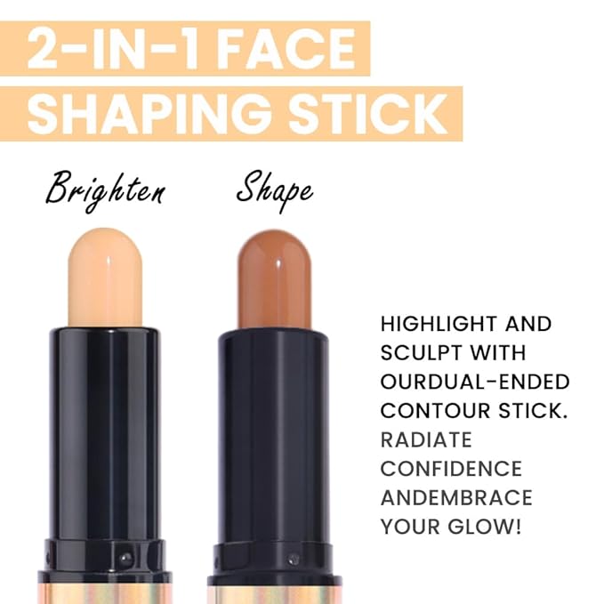 evpct 2in1 Face Shaping & Contouring Stick Cream Contour Concealer Bronzer Stick Makeup Kit for Beginner Face Highlighter Makeup Stick contorno maquillaje de maquillaje profesional,ORIGINAL Universal-Velvo Beauty