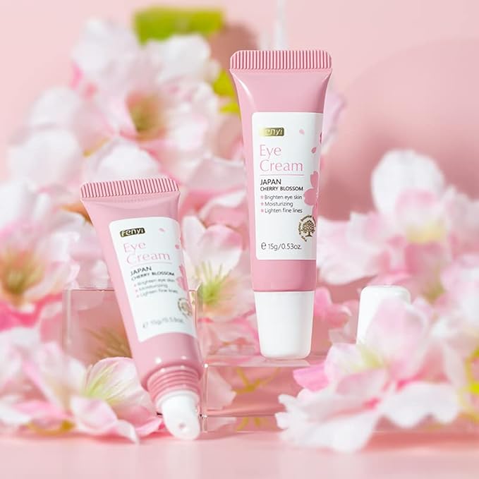AKARY Cherry Blossom Eye Cream with Hyaluronic Acid, Lightweight Skincare Eye Cream for Dark Circles and Puffiness, Hydrating Under Eye Cream for All Skin Types, Cruelty-Free & Fragrance-Free-Velvo Beauty