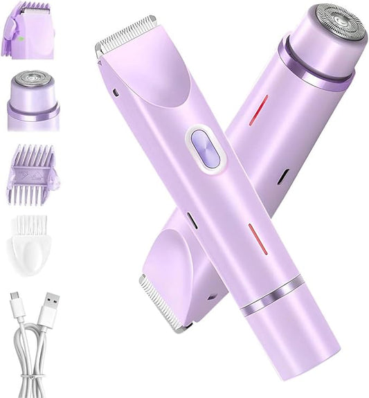 Dermave Bikini Shaver,Bikini Trimmer for Women,2025 Upgrade Dual Head Shaver Women,2 in 1 Wet & Dry Waterproof Electric Bikini Trimmer for Face, Body & Intimate Areas,Purple-Velvo Beauty