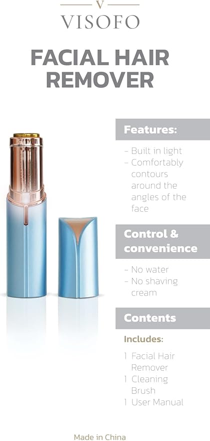 Facial Hair Removal for Women | Electric Razor Device Small Mustache Dermaplaning Remover Tools Tweezers Epilator Trimmer Face Dermaplane Shavers Beauty Gadgets Set Accessories by VISOFO (Topaz)-Velvo Beauty