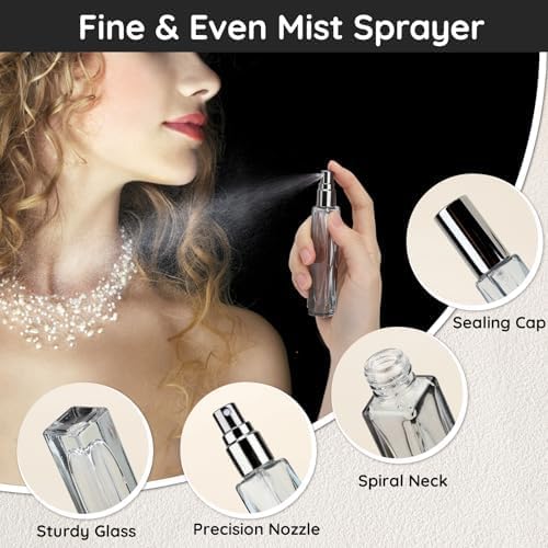 Segbeauty 10pcs Refillable Colorful Travel Perfume Bottle, 10ML Multi-color Empty Glass Atomizer, 0.34oz Portable Sprayer-Velvo Beauty