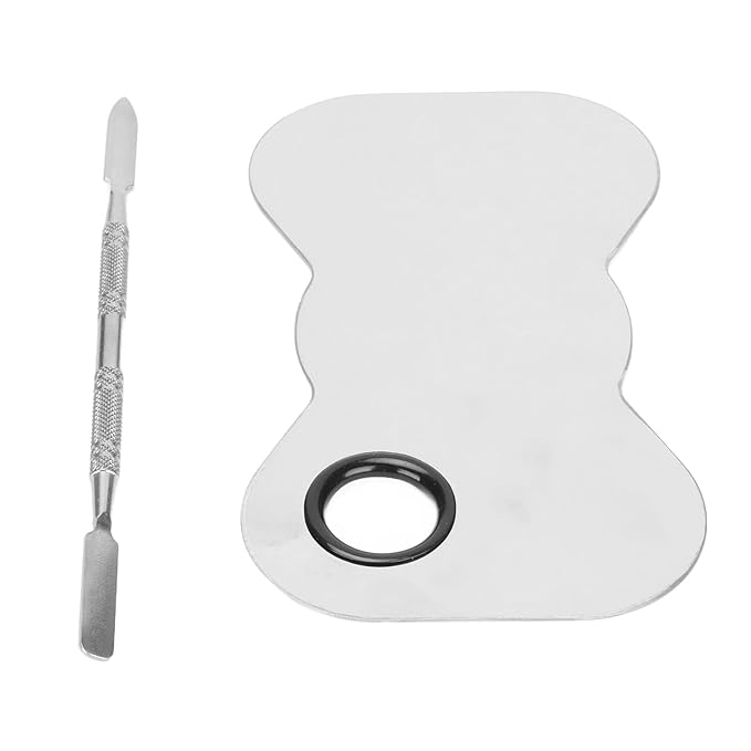 Cosmetic Makeup Palette Spatula, Mixing Bow Shape Stainless Steel Makeup Palette for Cosmetic Blend-Velvo Beauty