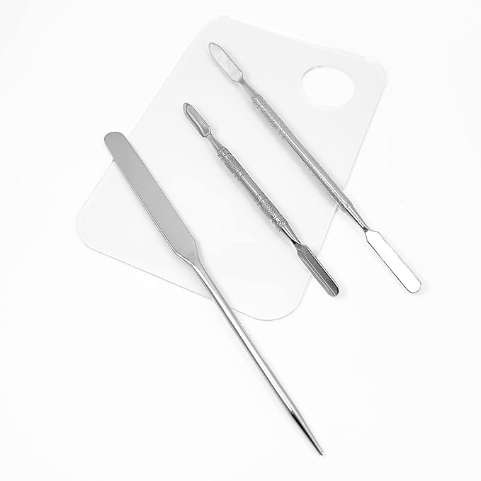 Foundation Spatula, 3pcs Stainless Steel Makeup Spatula Mixing Tool Cosmetic Metal Mixer Tool for Professional Color Nail Art Lab Pigment Blending Stick-Velvo Beauty