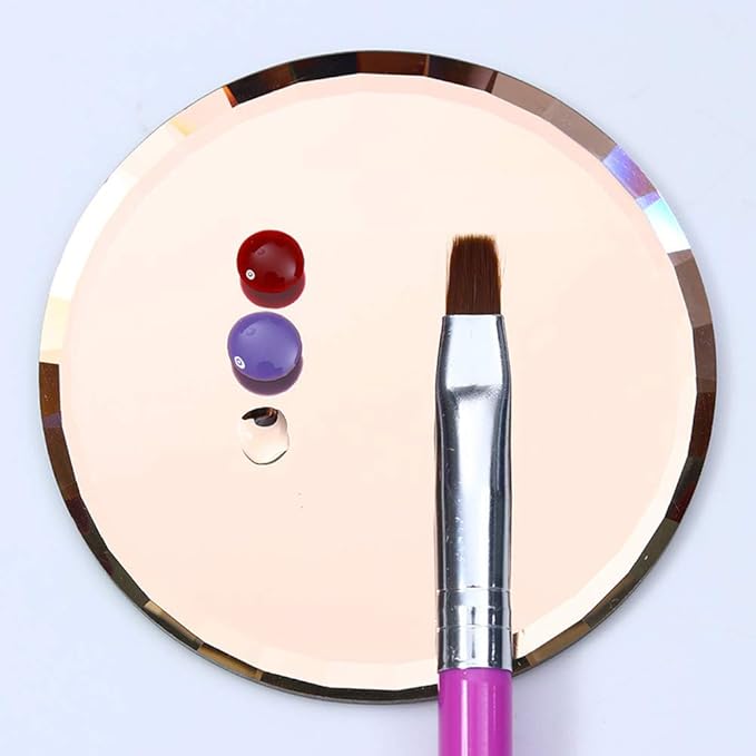 5Pcs Mirror Empty Nail Art Palettes Plate Round Glass Manicure Palette Nail Art Display Tray Board Holder Gel Polish Drawing Color Mixing Palette for Women Beauty Tool, Assorted Color-Velvo Beauty
