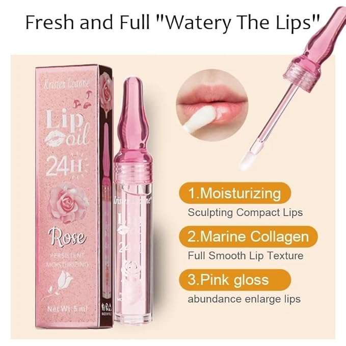 Rose Lip Oil Moisturizing Nourishing Repair Lips Reduce Fine Lines Relieve Dryness Long-Lasting Daily Use Lip Care-Velvo Beauty