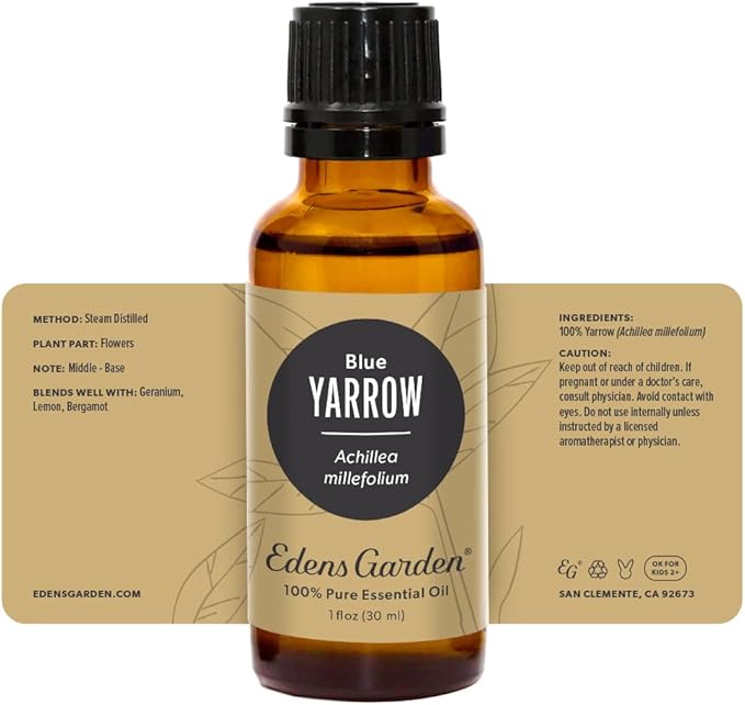 Edens Garden Yarrow- Blue Essential Oil- 100% Pure Premium Grade, Undiluted, Natural, Therapeutic, Aromatherapy, The Best for Diffuser, Skin, Face, Hair 30 ml (1 fl oz)-Velvo Beauty