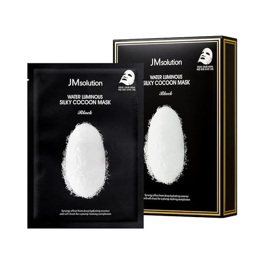 JMsolution Water Luminuous Silky Cocoon Black Mask - Korean Skincare Facial Mask - Silkworm extract amino acid -Nutrition and Moisturization Synergy - 10 sheets for a sensitive skin-Velvo Beauty
