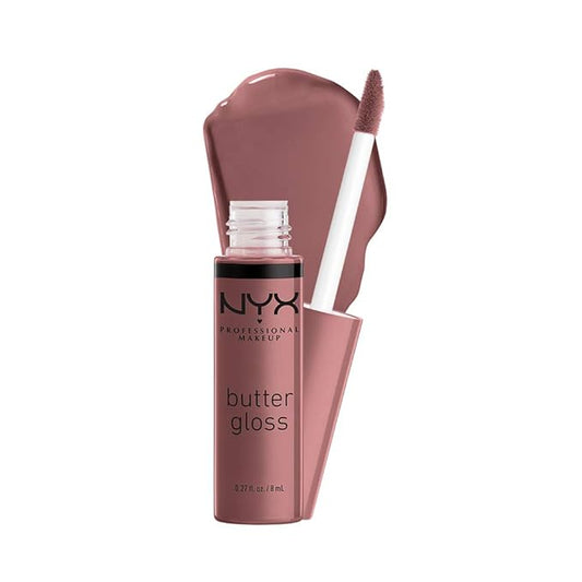 NYX PROFESSIONAL MAKEUP Butter Gloss, Non-Sticky Lip Gloss - Cinnamon Roll (Dusty Nude Mauve)-Velvo Beauty