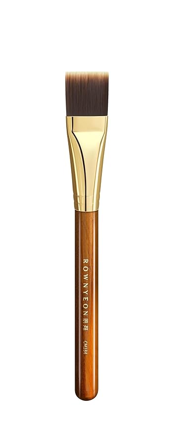 Desert Oak Series Flat Top Foundation Brush - 20mm Ultra-Thin Nylon Bristles for Streak-Free Liquid Foundation, Smooth Buffing & Full Coverage, Bubinga Handle & Brass Ferrule (CM 184)-Velvo Beauty