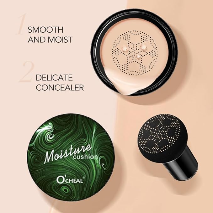 Mushroom Head Air Cushion BB Cream Foundation Cream for Face Makeup Concealer Cushion for Face Comestics Make Up Cushion Compact Natural-Velvo Beauty