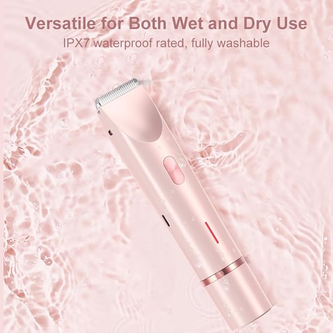 Bikini Trimmer for Women Electric Razors for Women, Double Head Dual Purpose, IPX7 Waterproof Hair Razor, Ceramic Blade Hair Trimmer Wet & Dry Use,Womens Painless Electric Shaver for Facial and Body-Velvo Beauty