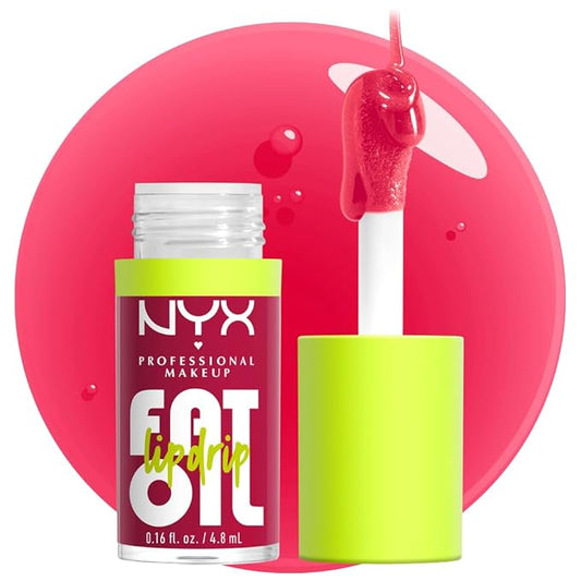 NYX PROFESSIONAL MAKEUP Fat Oil Lip Drip, Moisturizing Lip Oil Gloss, Vegan Tinted Formula, Up to 12 HR Hydration - Newsfeed (Rose Nude)-Velvo Beauty