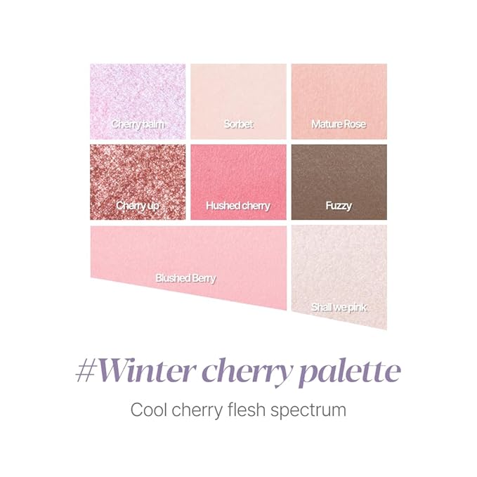 Espoir Real Eye Palette All New #5 Hushed Cherry 0.17 oz | Multi-Use Long-Lasting Blendable 8 Colors Natural Glitter Soft veil matte Makeup Eyeshadow Palette for Various Makeup Looks | Korean Makeup-Velvo Beauty
