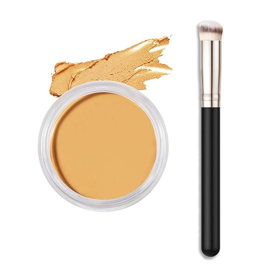 Kaely Cream Pot Concealer Full Coverage Set,Conceal Brighten Dark Circles,under Eye Brightener Color Correcting Concealer,Waterproof Foundation Palette with Brush,corrector de ojeras,Vegan Makeup,05-Velvo Beauty