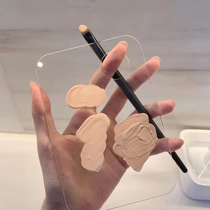 Acrylic Cosmetic Makeup Palette, 2 Pack Makeup Mixing Palette, Foundation Palette with Spatula Tool for Nail Art Eye Shadow Eyelash Makeup Professional Pigment Blending-Velvo Beauty