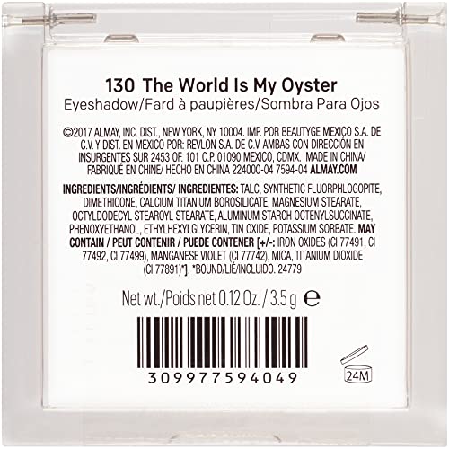 Almay Eyeshadow Palette, Longlasting Eye Makeup, Single Shade Eye Color in Matte, Metallic, Satin and Glitter Finish, Hypoallergenic, 130 The World Is My Oyster, 0.1 Oz-Velvo Beauty