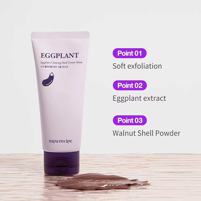 Papa Recipe Kaolin Mud Mask with Eggplant Extract – Hydrating Creamy Clay Mask for Pore Care, Gentle Exfoliation & Daily Use – With 6 Types of Hyaluronic Acid & Cica – Korean Skincare-Velvo Beauty