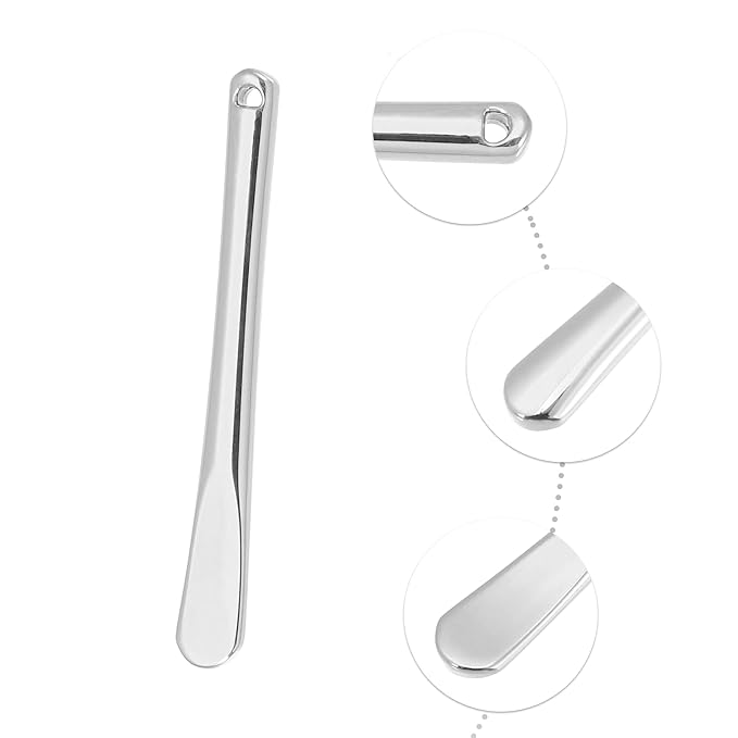 VOCOSTE 4 Pcs Makeup Spatula Mini Spoon, Eye Cream Massage Sticks Beauty Scoop, for Facial Cosmetic Face Cream, Zinc Alloy 2.32"x0.30", Silver Tone-Velvo Beauty