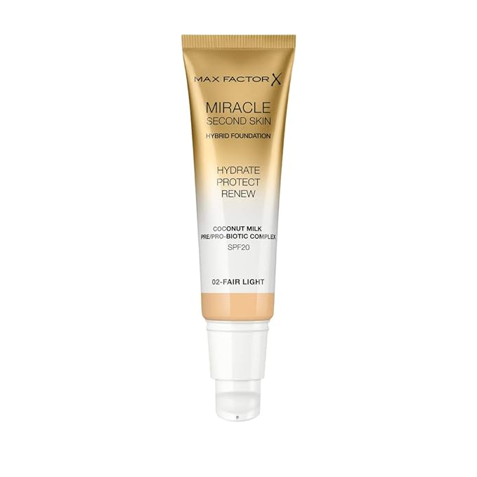 Max Factor Miracle Second Skin Hydrating Foundation, Fair-Light - 30 ml-Velvo Beauty