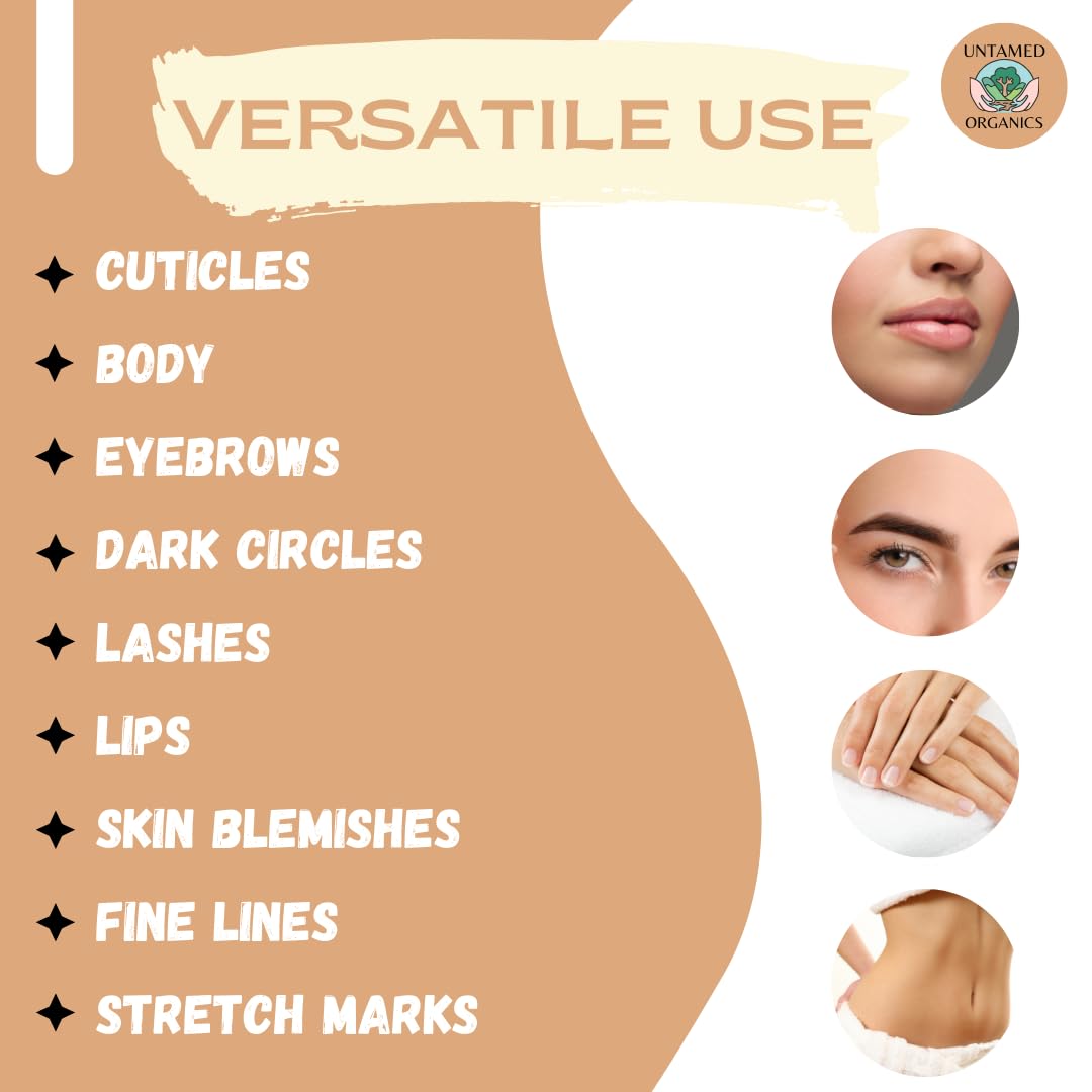 100% Organic Castor Oil Roll On For Eyebrows, Lips, Under Eyes, Eyelashes, Cuticles - Mess Free Roller Ball - Certified Organic, Cold Pressed, Hexane Free - Travel Sized Glass Bottle-Velvo Beauty