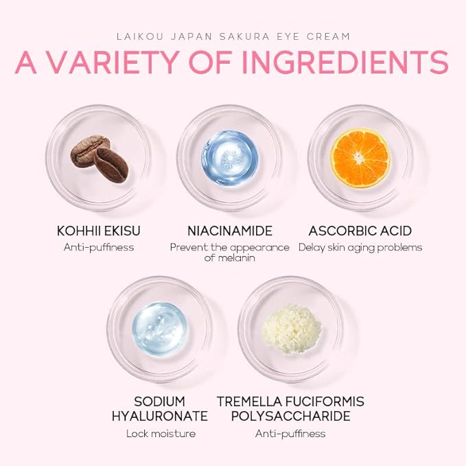 AKARY Sakura Eye Cream, Under Eye Cream to Reduce Dark Circles, Bags, Puffiness, Hydrate Undereye Area, Skincare Eye Cream with Hyaluronic Acid for All Skin Types-Velvo Beauty