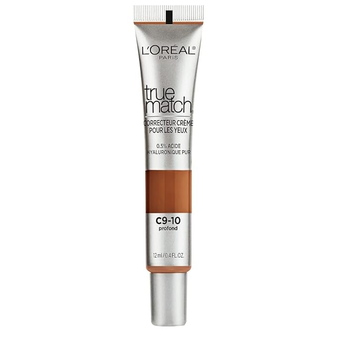 L’Oréal Paris True Match Eye Cream in a Concealer, 0.5% hyaluronic acid, Deep C9-10, 0.4 fl. oz.-Velvo Beauty