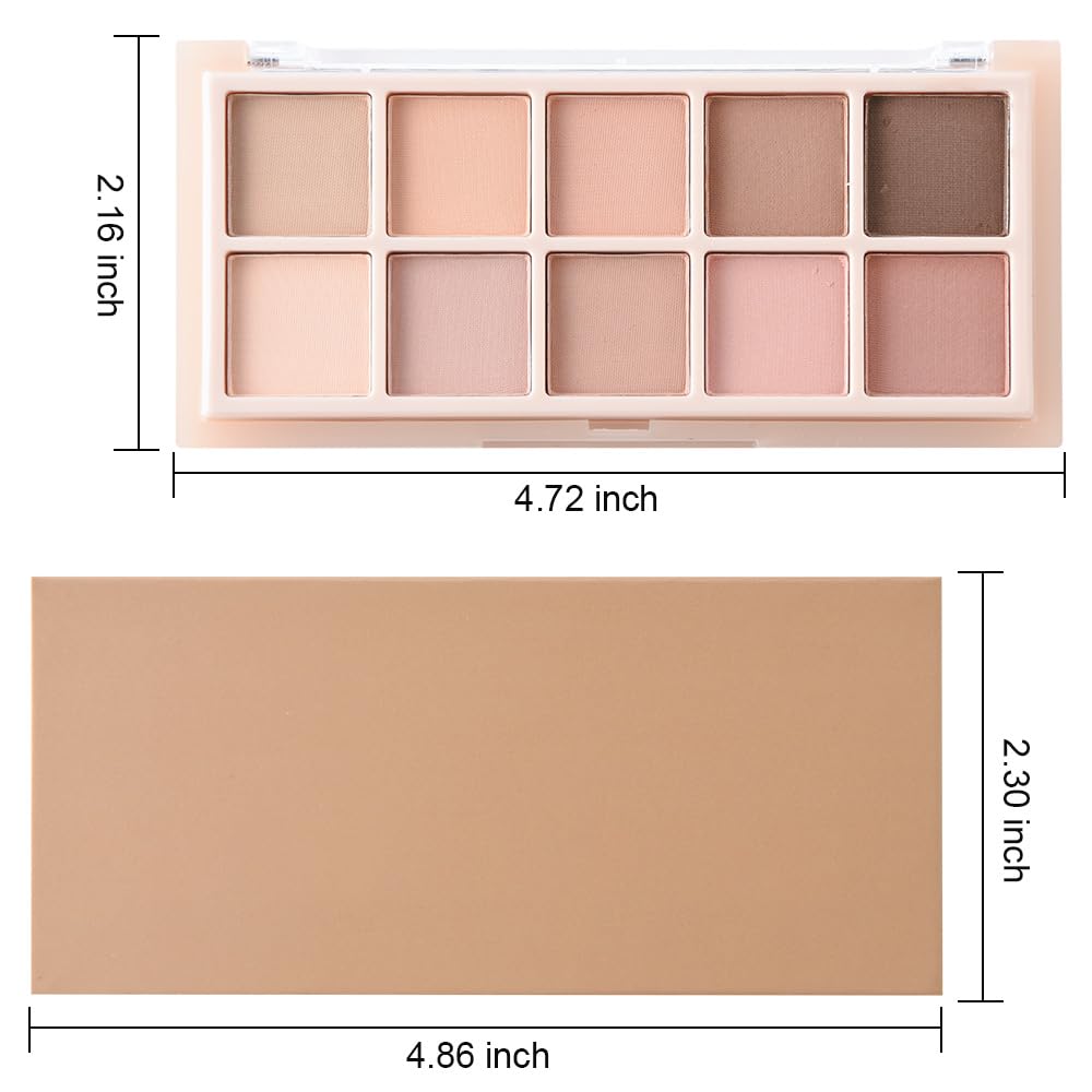 10 Color Matte Neutral Eyeshadow Palette - Nude Naked Beige Brown Shades, Blendable Long-Lasting, Vegan Cruelty-Free Natural Nude Eye Shadow Palette for Women, Professional Makeup Looks-Velvo Beauty