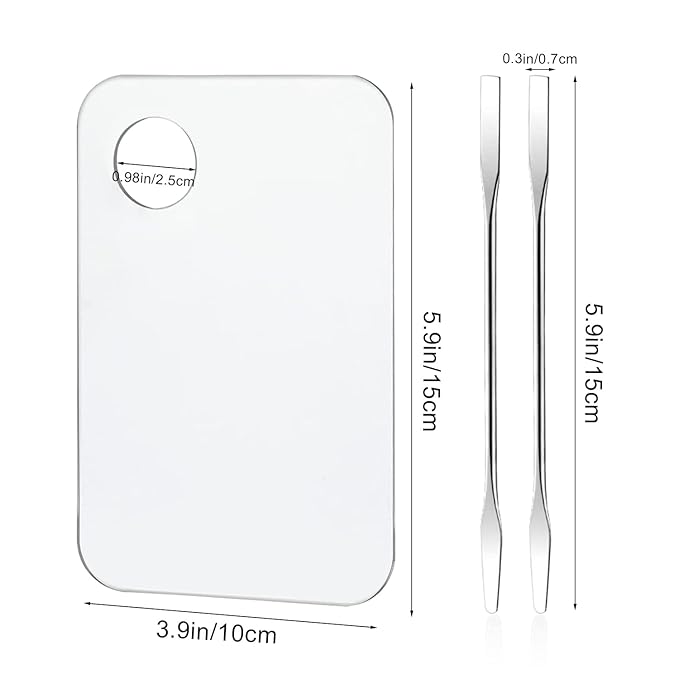 2PCS Acrylic Cosmetic Palette with 2PCS Spatula Tool,Makeup Palette Mixing Tray Apply for Foundation Eye Shadow Lipsticks Nail Art Professional Pigment Blending-Velvo Beauty