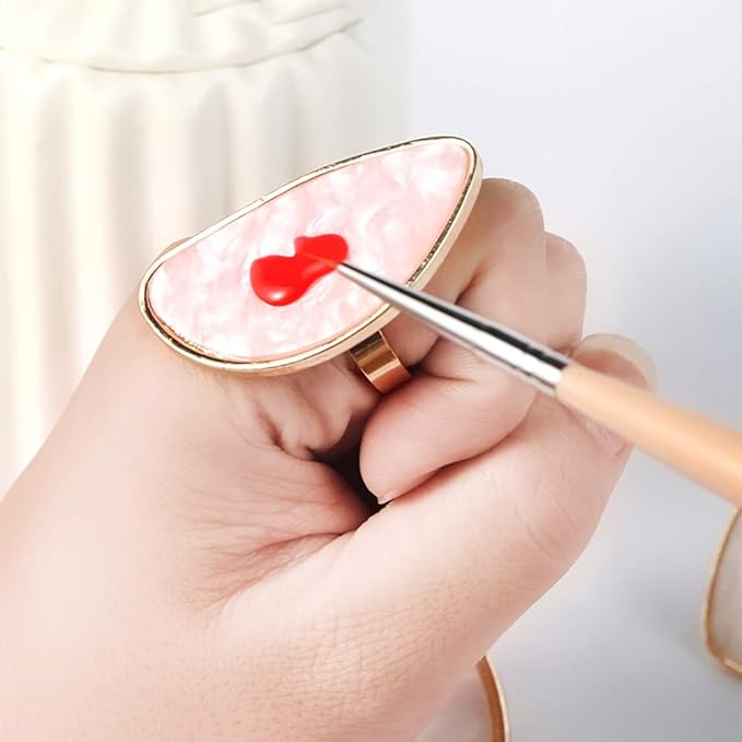 2 Pcs Resin Mixing Palette with Finger Rings Eyelash Extension Glue Rings Nail Art Equipment-Velvo Beauty
