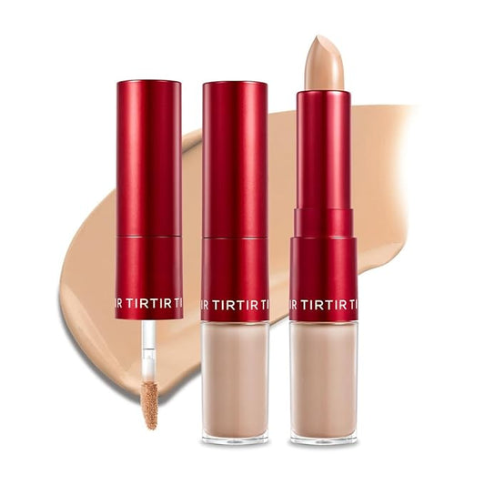 TIRTIR Glide&Hide Blurring Concealer - Creamy texture, Conceals dark circles and wrinkles, Dual formula (liquid tip & balm stick), Long-lasting wear, Korean Makeup, #5C, 0.28 Oz-Velvo Beauty