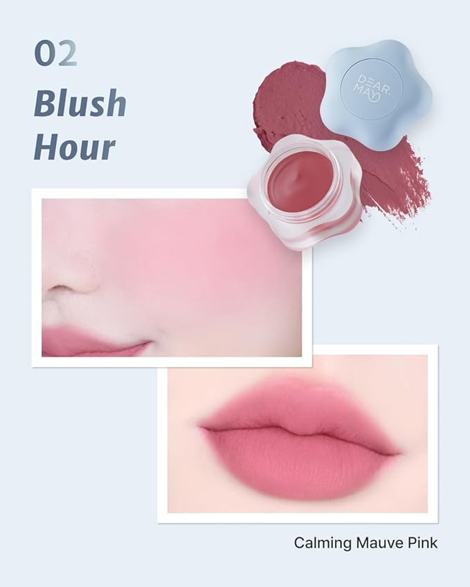 DEARMAY Pure Falling Mood Lip Pot No. 02 Blush Hour 0.23 Oz. Vegan Lip Stain Lip & Cheek Multi-Use Tint With Hydrating Formula for Smooth Soft Blend Without Dryness or Fine Lines, Korean Makeup-Velvo Beauty