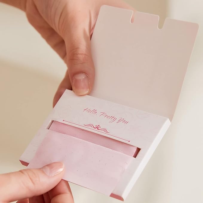 Makeup Mirror with Facial Oil Blotting Paper Sheets – 100 Counts, Silver Compact Folding Cosmetic Travel Mirror Pack (Rose)-Velvo Beauty