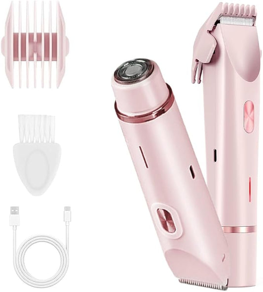 2 in 1 Womens Body Shaver,2025 Glow Aura Electric Razor, Dual Head Shaver Women, Electric Razor for Womens Legs, IPX7 Waterproof Wet & Dry Use Body Intimate Areas,Pink-Velvo Beauty