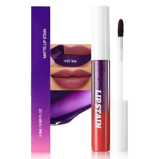 evpct Maroon Red Peel Off Lip Stain Tints, Matte Liquid Lipstick Lip Stain Long Lasting Waterproof for Women, Non-stick Cup Lipstick Peel Off Highly Pigmented Not Faded Smudge-proof Easy to Apply, 01-Velvo Beauty