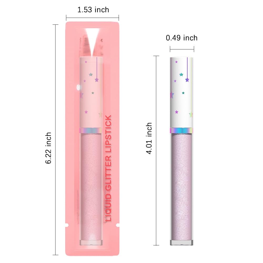evpct 1Pcs Light Purple Glitter Metallic Lip Gloss Stain Lipstick for Women Long Lasting Waterproof 24, Light Voilet Purple Frosted Metallic Shimmer Chrome iridescent Liquid Lipstick Lip Gloss Makeup-Velvo Beauty