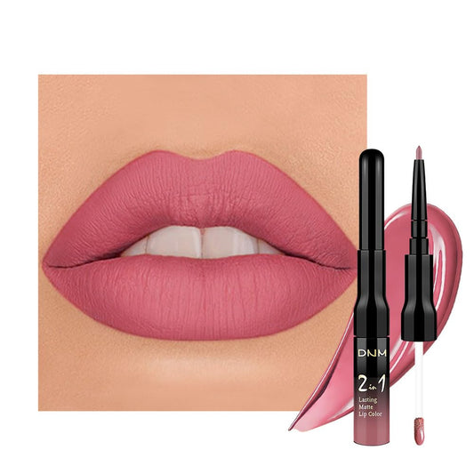 evpct 1Pcs Mauve Pink Matte Lip Liner and Liquid Lipstick Stain Makeup Set for Women, Light Mauve Long Lasting Smudge Proof Lipstick labiales matte mate larga duracion listip 24 hours originales, 35#-Velvo Beauty
