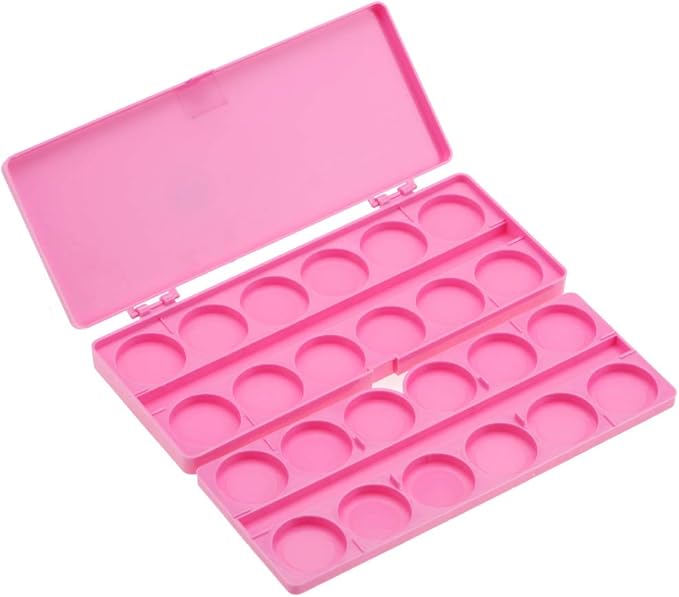 Nail Art Palette, 24 Grid Plastic Nail Art Paint Color Mixing Palette Plate Watercolor Pigment Color Mixing Case Manicure Drawing Tray(Rose Red)-Velvo Beauty