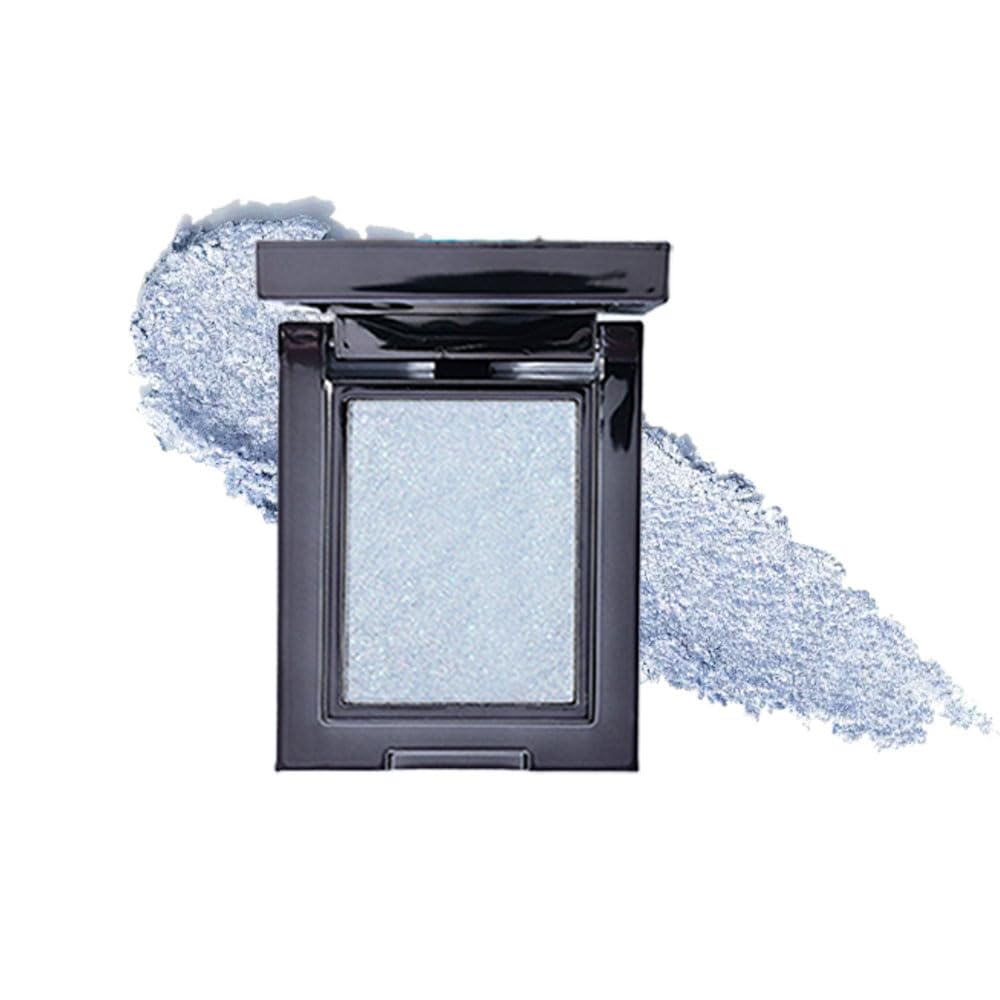 Light Blue Shimmer Single Eye Shadow Palette Makeup with Mirror,Neutral Powder Monochrome Eyeshadow for Older Women,Waterproof Long Lasting Naturing-Looking sombras para ojos-Velvo Beauty