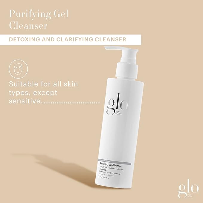 Glo Skin Beauty Purifying Gel Cleanser - Salicylic Acid + Niacinamide Face Wash Balances Skin, Targets Clogged Pores, Excess Oil & Breakouts - Gently Exfoliates & Minimizes Appearance of Fine Lines-Velvo Beauty