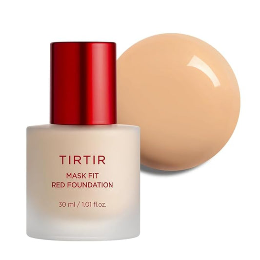 TIRTIR Mask Fit Red FoundationㅣLong Lasting Flawless Coverage, Energy Essence, Lightweight, Hydrating, Pore-Blurring, Breathable Satin Finish, Makeup, Radiant Skin, #24N Latte, 1.01 Fl Oz-Velvo Beauty