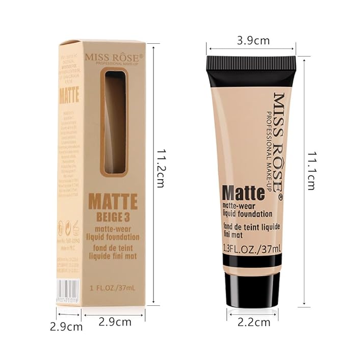2 Pack Liquid Foundation Cream for Face Makeup,Durable Full Coverage Matte Concealer Make Up,Oil Control & Waterproof Base Primer -1+1 Fl.Oz (BEIGE 3#)-Velvo Beauty